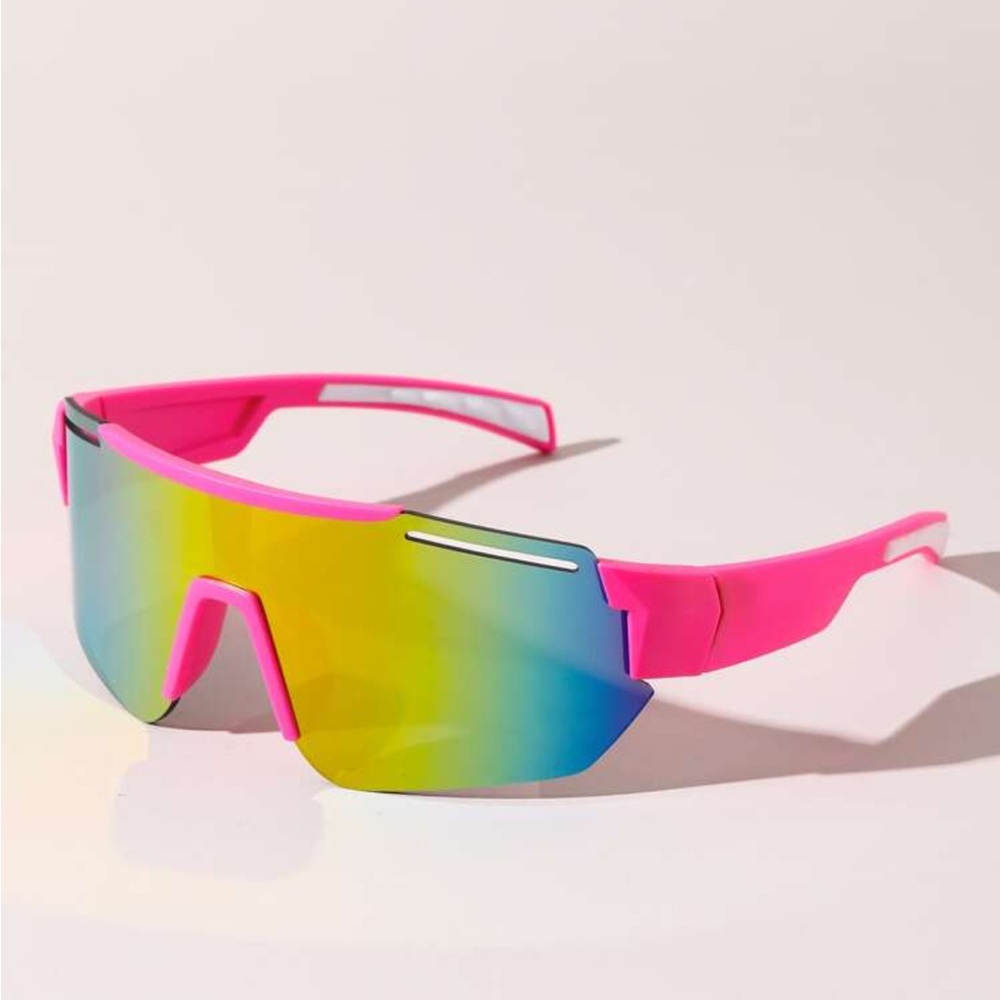 1pair Women Flat Top Outdoor Sunglasses Pink Glasses Y2K Glasses Colorful